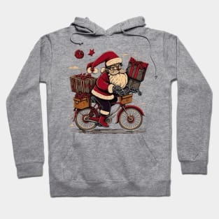 Santa Claus riding a bike with gifts Hoodie